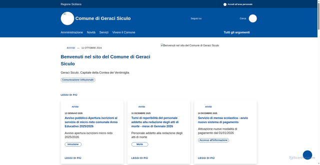 Security scan screenshot of https://www.comune.geracisiculo.pa.it/it
