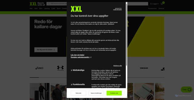 Security scan screenshot of https://xxl.se