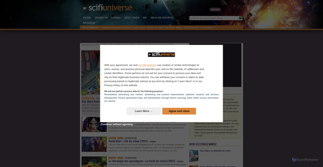 Security scan screenshot of https://scifi-universe.com