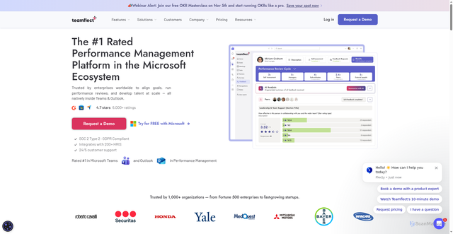 Security scan screenshot of https://teamflect.com