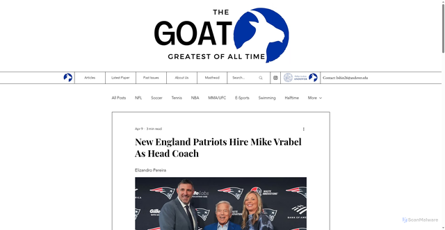 Security scan screenshot of https://www.the-goat.org/post/new-england-patriots-hire-mike-vrabel-as-head-coach