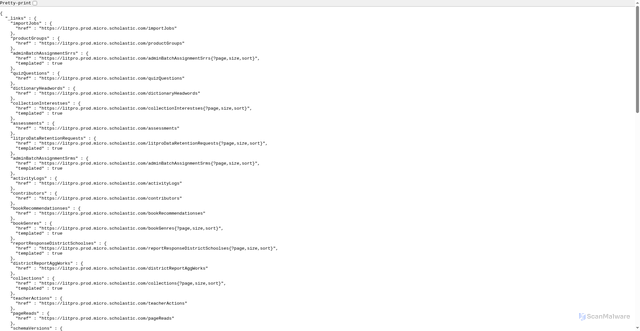 Security scan screenshot of https://litpro.prod.micro.scholastic.com
