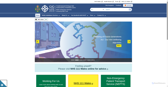 Security scan screenshot of https://ambulance.nhs.wales/