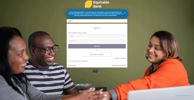 Security scan screenshot of https://ec-sandbox.eqbank.ca