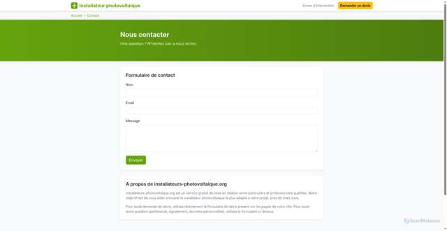 Security scan screenshot of https://installateurs-photovoltaique.org/contact