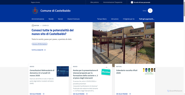 Security scan screenshot of https://www.comune.castelbaldo.pd.it/