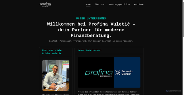 Security scan screenshot of https://profina-vuletic.de/