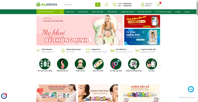 Security scan screenshot of https://austores.vn