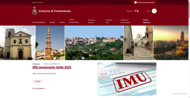 Security scan screenshot of https://www.comune.fontanarosa.av.it/