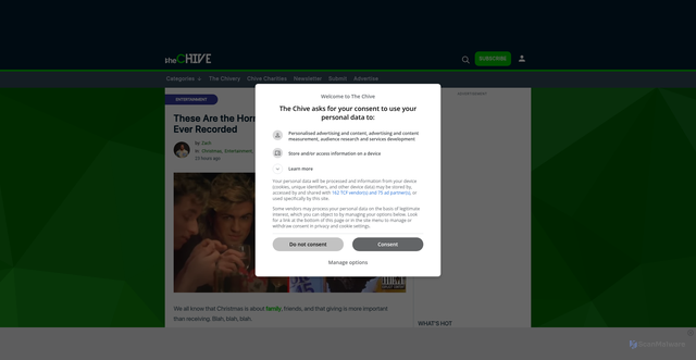 Security scan screenshot of https://thechive.com/entertainment/music-2/these-are-the-horniest-christmas-songs-ever-recorded/
