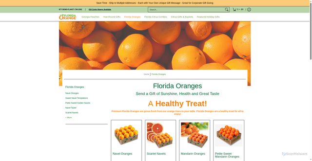 Security scan screenshot of https://floridaorange.com/collections/florida-oranges?srsltid=AfmBOoomdd3EKnHxOpQG_3wU9xsL4z2KkqOaF3i4VWfD9-l3RNDLsaGD