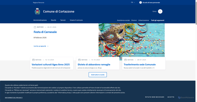 Security scan screenshot of https://www.comune.cortazzone.at.it/