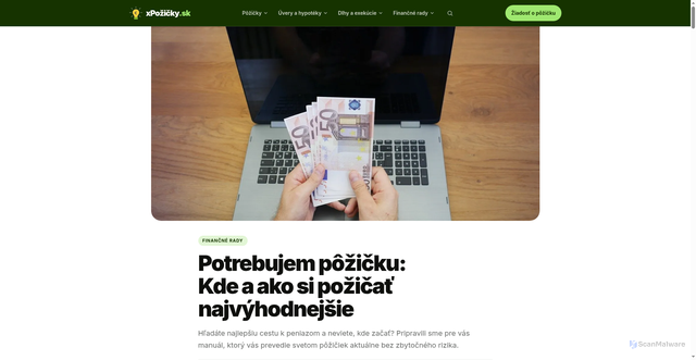 Security scan screenshot of https://xpozicky-sk.pages.dev/potrebujem-pozicku/