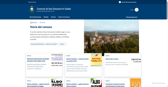 Security scan screenshot of https://www.comune.sangiovanniingaldo.cb.it/