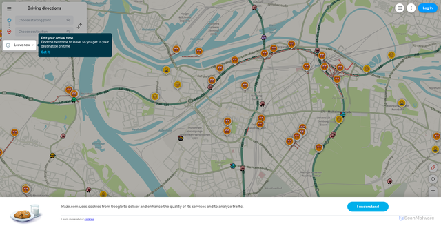 Security scan screenshot of https://www.waze.com