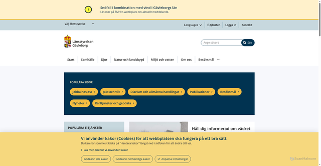 Security scan screenshot of https://www.lansstyrelsen.se/gavleborg