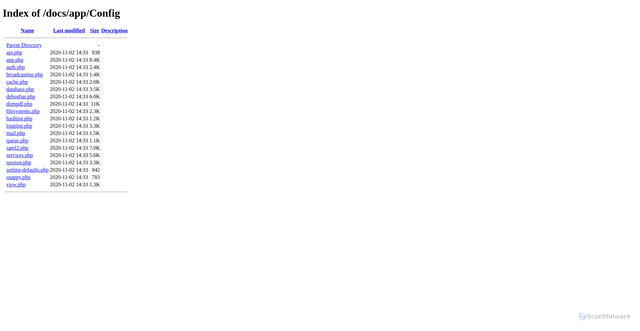 Security scan screenshot of http://hub.duckplatform.net/docs/app/Config/