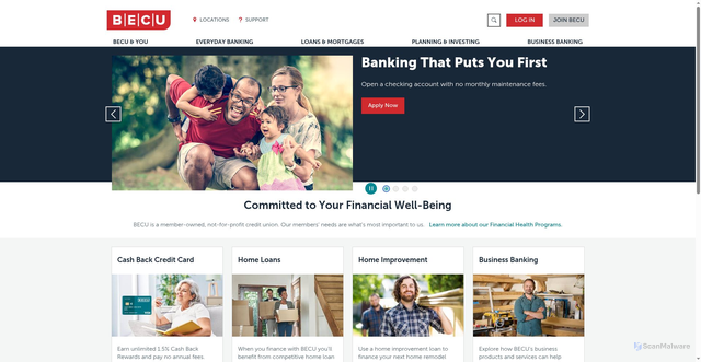 Security scan screenshot of https://www.becu.org