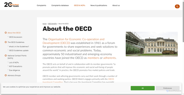 Security scan screenshot of https://www.oecdwatch.org/oecd-ncps/about-the-oecd/