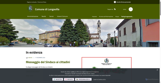 Security scan screenshot of https://www.comune.lungavilla.pv.it/it-it/home