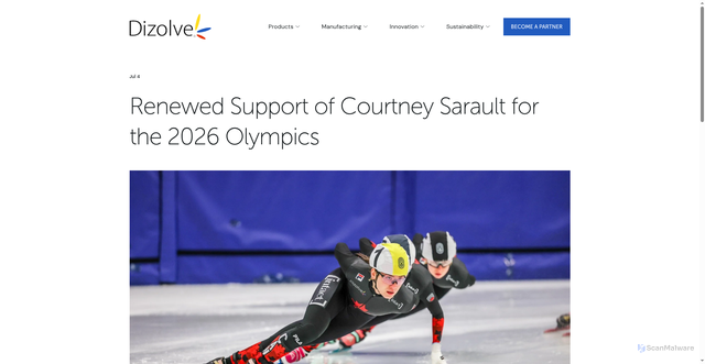 Security scan screenshot of https://www.dizolve.com/news/2026-olympic-support-of-courtney-sarault