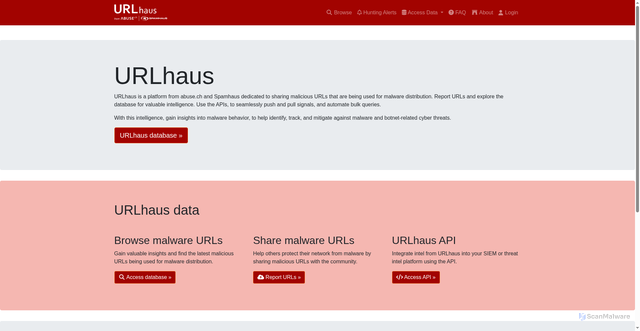 Security scan screenshot of https://urlhaus.abuse.ch/