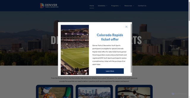 Security scan screenshot of https://www.denveryouthsports.org/