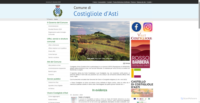 Security scan screenshot of https://www.comune.costigliole.at.it/