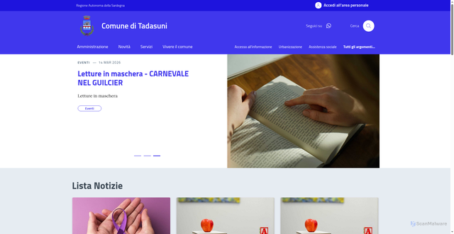 Security scan screenshot of https://www.comune.tadasuni.or.it
