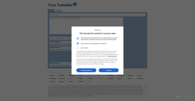Security scan screenshot of https://ilovetranslation.com