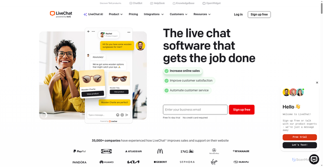 Security scan screenshot of https://www.livechat.com/