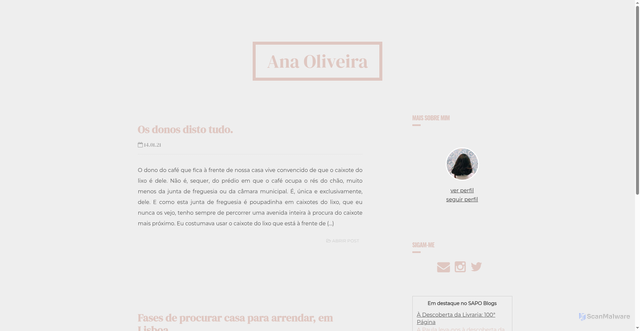 Security scan screenshot of https://anadeoliveira.blogs.sapo.pt