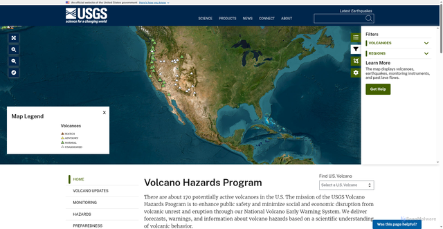 Security scan screenshot of https://www.usgs.gov/natural-hazards/volcano-hazards/