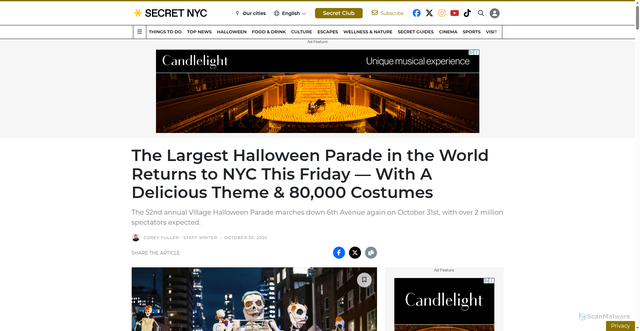 Security scan screenshot of https://secretnyc.co/village-halloween-parade-nyc-2025-guide/