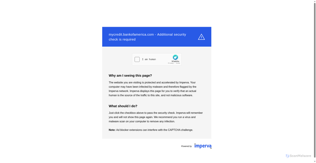 Security scan screenshot of https://mycredit.bankofamerica.com/