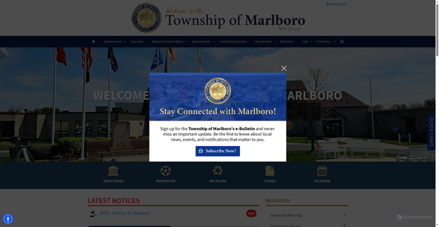 Security scan screenshot of https://www.marlboro-nj.gov/