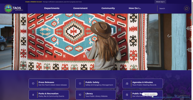 Security scan screenshot of https://taosnm.gov/