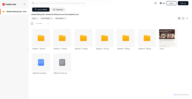 Security scan screenshot of https://mega.nz/folder/cFQC0ZxL#gphAlmltclxGARicVeFOfw