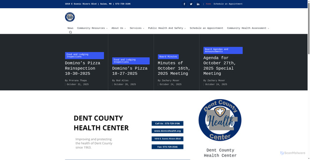 Security scan screenshot of https://dentcountyhealthcenter.org/