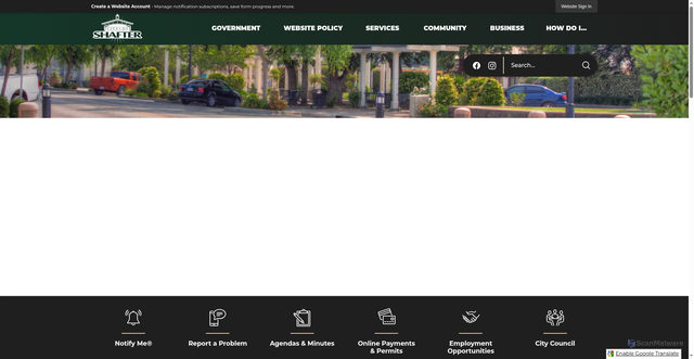 Security scan screenshot of https://shafterca.gov/