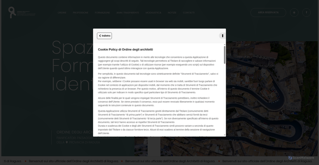 Security scan screenshot of https://architettirg.it/