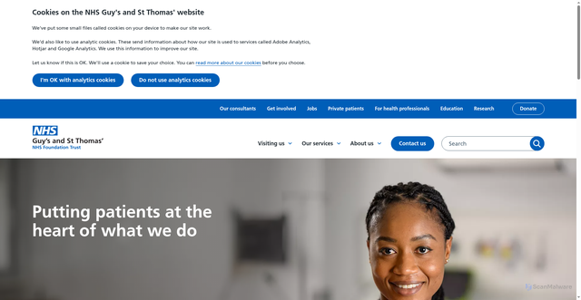 Security scan screenshot of https://www.guysandstthomas.nhs.uk/