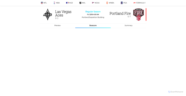 Security scan screenshot of https://widgets.datasportsgroup.com/ussports/match/portland-fire-vs-las-vegas-aces/4073391/