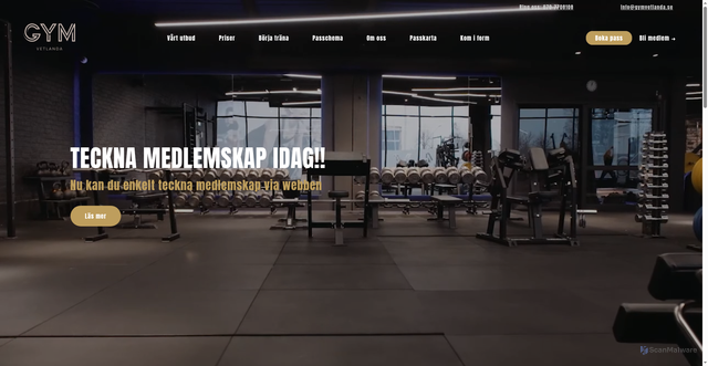 Security scan screenshot of https://gymvetlanda.se