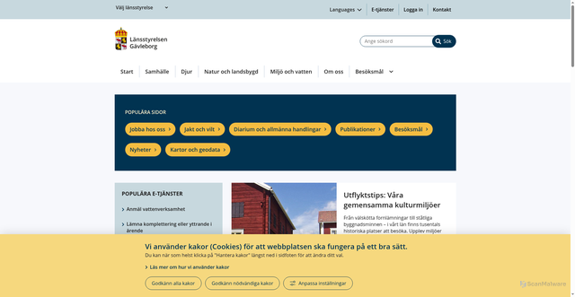 Security scan screenshot of https://www.lansstyrelsen.se/gavleborg