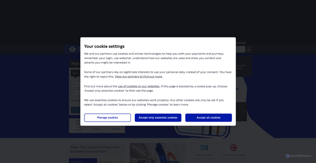 Security scan screenshot of http://www.tfl.gov.uk
