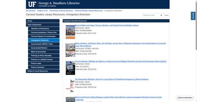 Security scan screenshot of https://guides.uflib.ufl.edu/incarceration/immigration