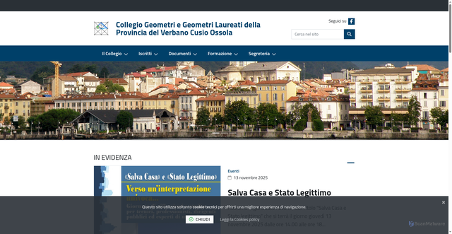 Security scan screenshot of https://www.geometri.verbania.it/it-it/home