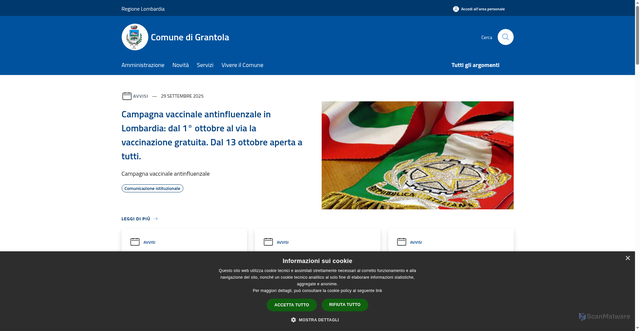 Security scan screenshot of https://www.comune.grantola.va.it/it