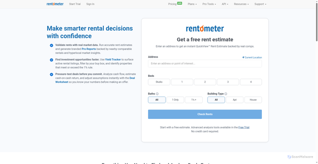 Security scan screenshot of https://rentometer.com